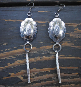 Lightning Bolt Concho Bolo Earrings