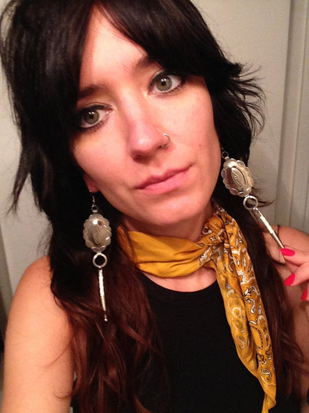 Lightning Bolt Concho Bolo Earrings