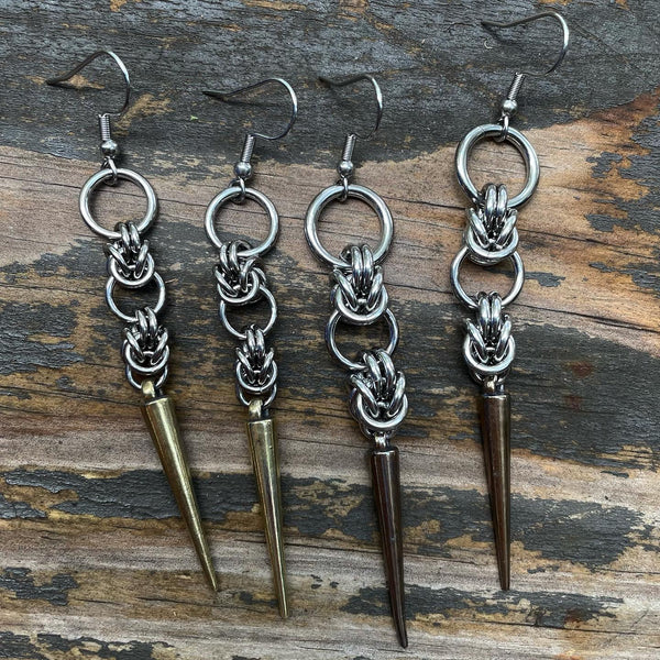 Large Half Byzantine Spike Earrings