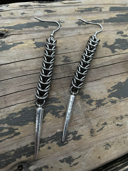 Long Box Spike Earrings