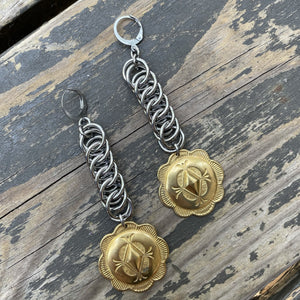 Vintage Brass Concho Earrings