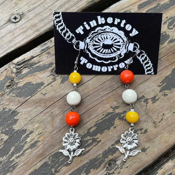 Candy Corn Daisy Earrings