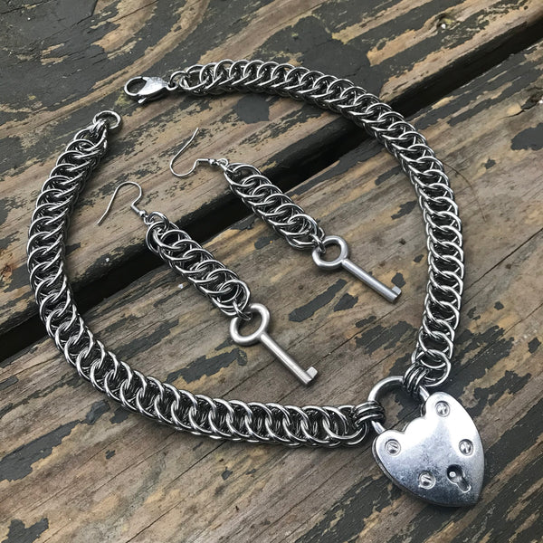 Heart Lock Chainmaille Necklace