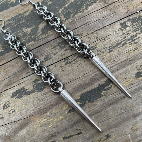 Faux JPL Chainmaille Spike Earrings