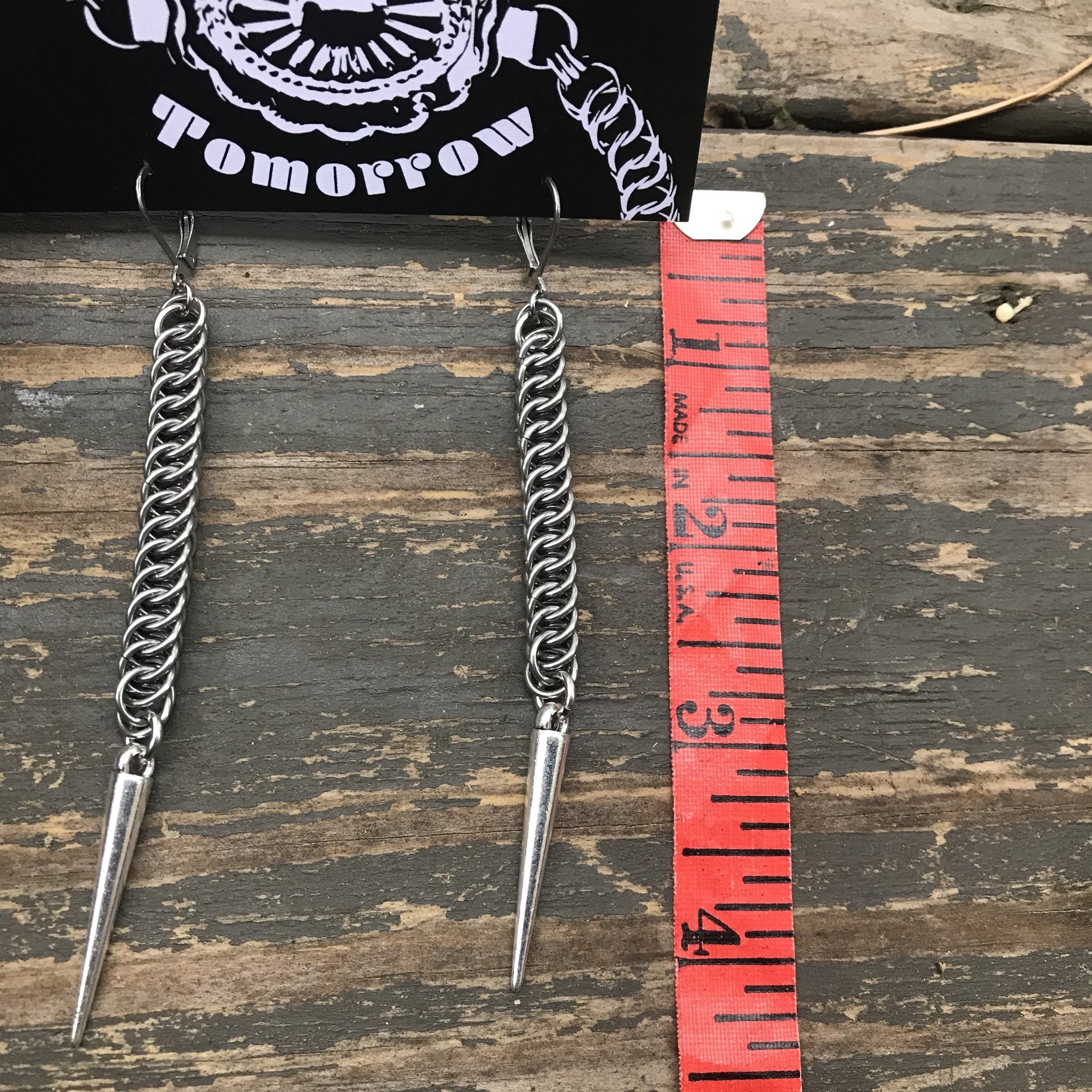 Thrift Store - Long Stainless Steel Spike Earrings