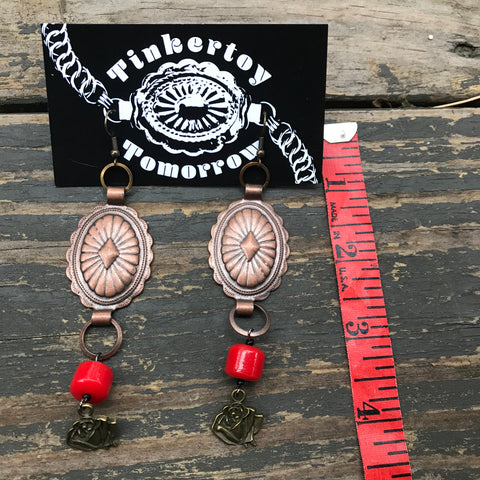 Thrift Store - Copper Rose Concho Earrings