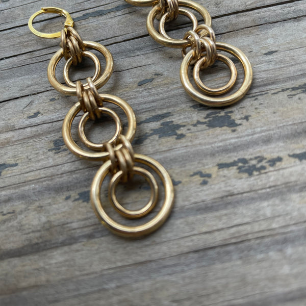 Mini Brass Bullseye Chainmaille Earrings