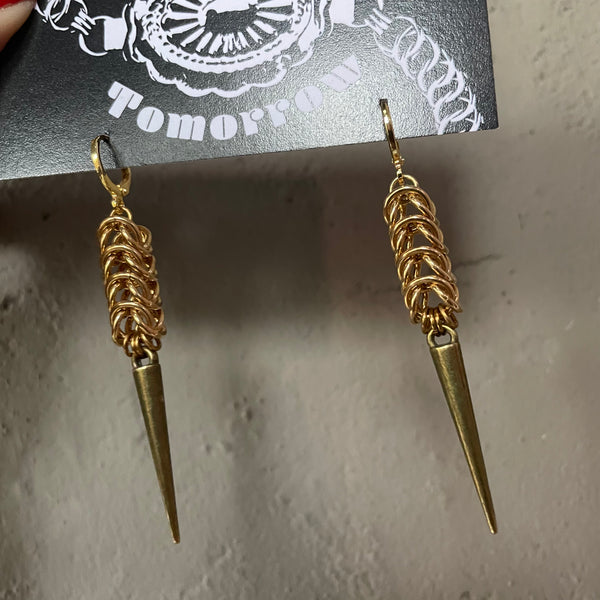 Brass Box Chainmaille Earrings