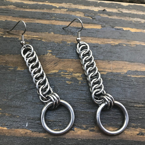 Medium Stainless Steel O-Ring Chainmaille Earrings