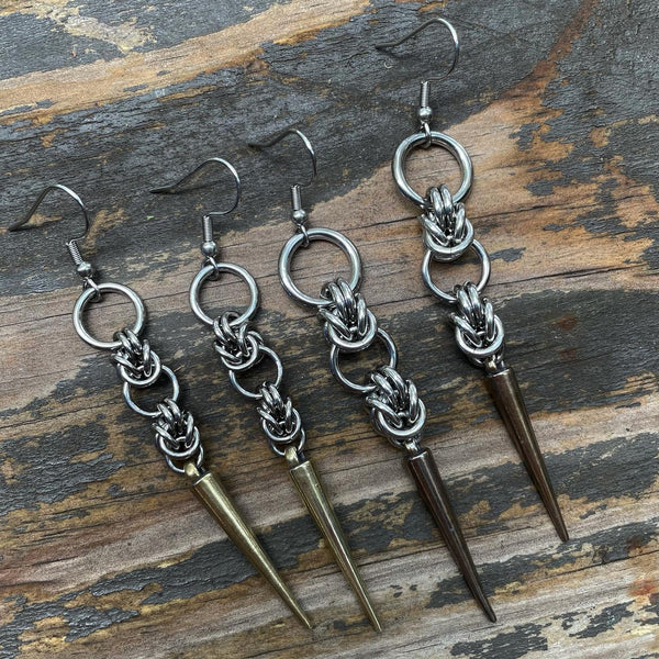 Large Half Byzantine Spike Earrings