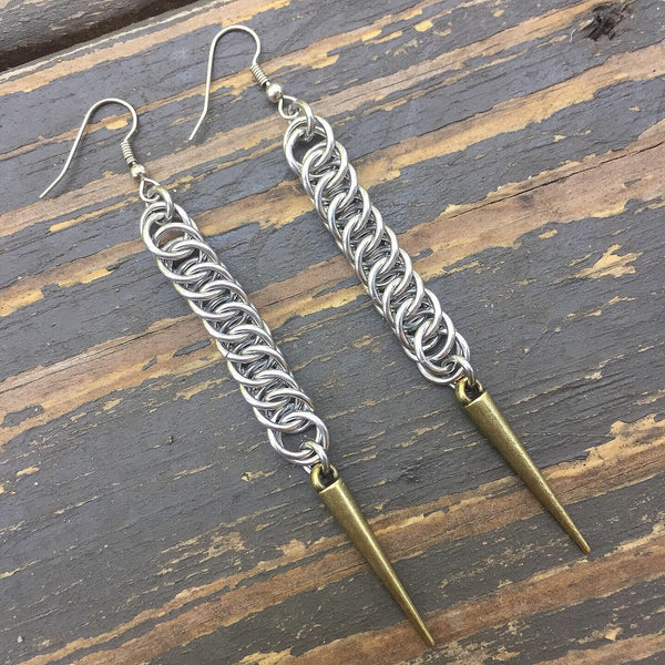 Long Half Persian 4-in-1 Stainless Steel Spike Earrings