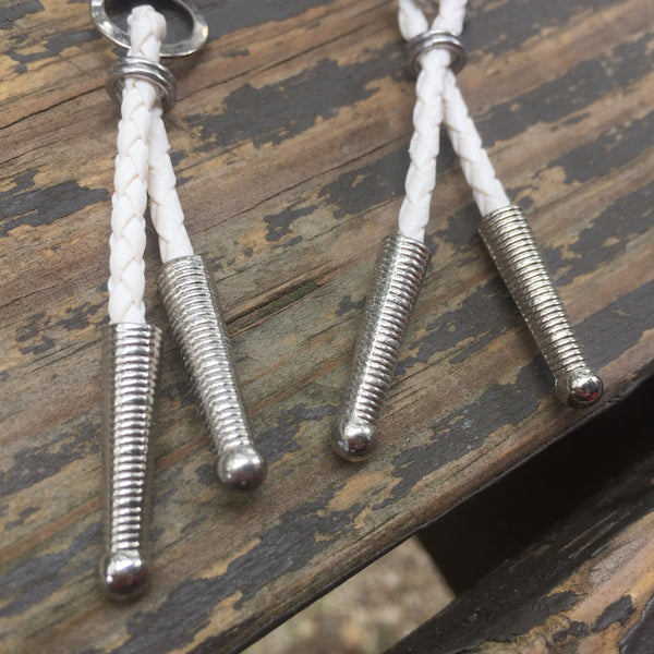 White Bolo Tie Earrings