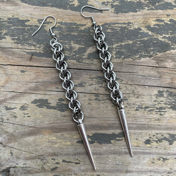 Faux JPL Chainmaille Spike Earrings