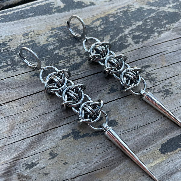 Odin's Eye/Barbed Wire Chainmaille Earrings