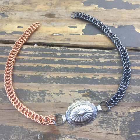 Rustic Copper Concho Necklace