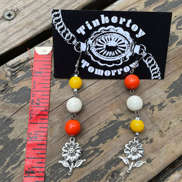 Candy Corn Daisy Earrings