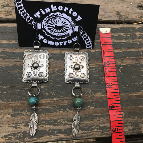 Thrift Store - Gunmetal Rectangle Concho Earrings