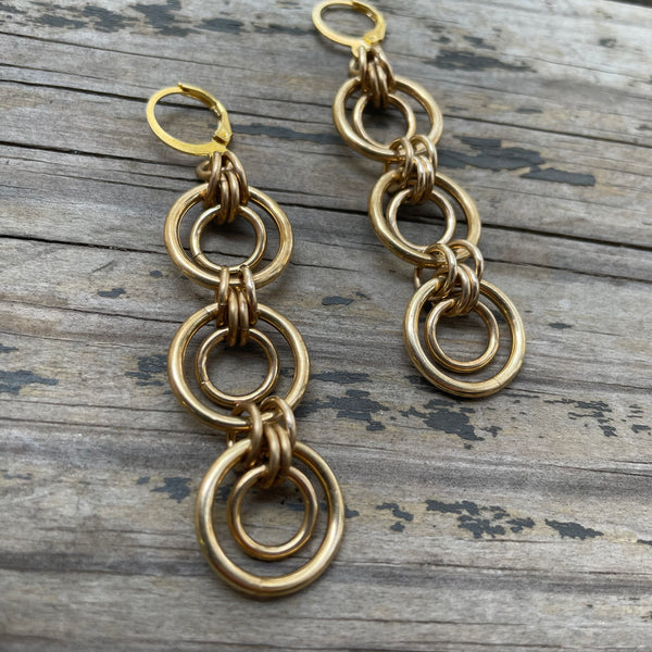 Mini Brass Bullseye Chainmaille Earrings