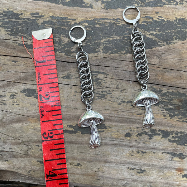 Mushroom Medium Chainmaille Earrings