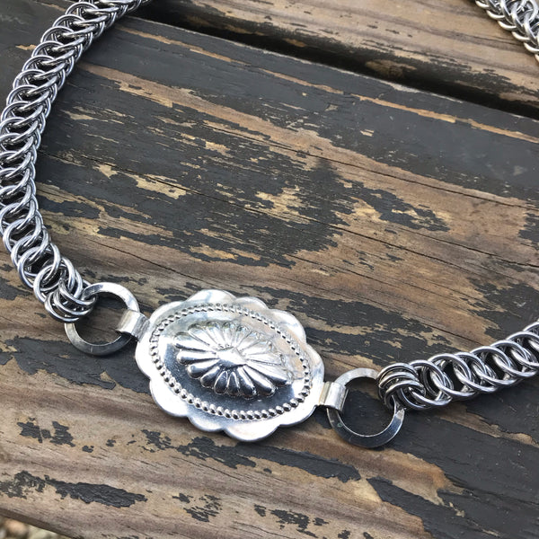 Chunky Chainmaille Concho Necklace