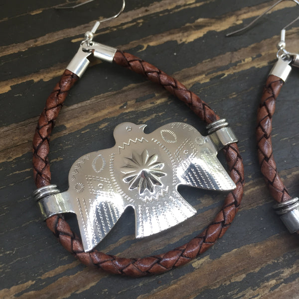 Brown Thunderbird Bolo Cord Earrings