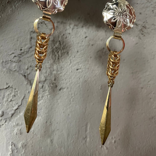 Brass Concho Box Earrings