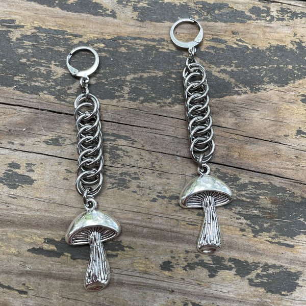 Mushroom Medium Chainmaille Earrings